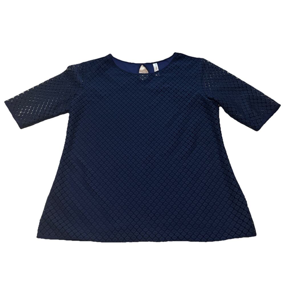 PerSeption Concepts Large Navy Blue Blouse Lace overlay Tank Liner Women’s